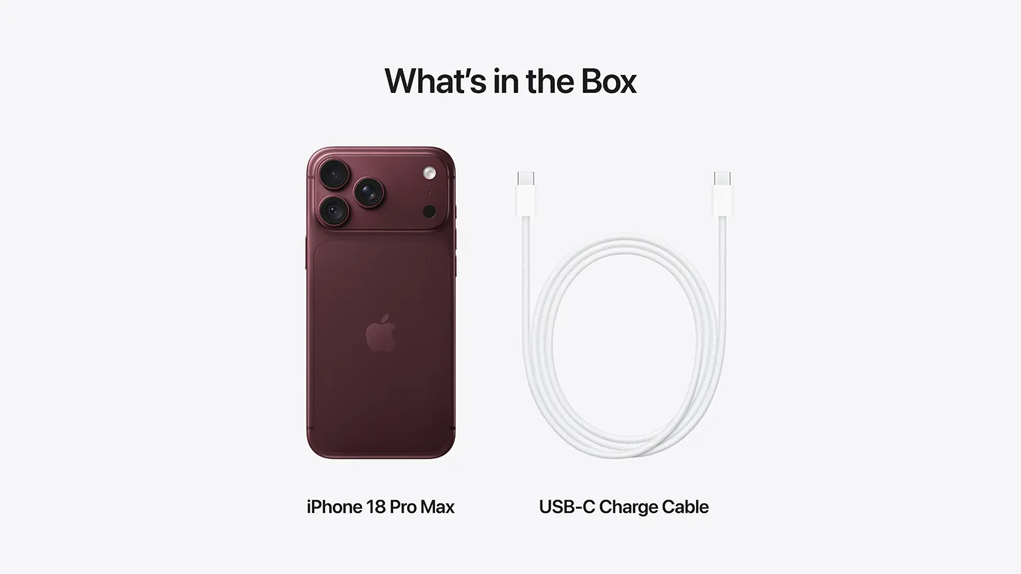 What's in the Box - iPhone 18 Pro Max and USB-C Charge Cable