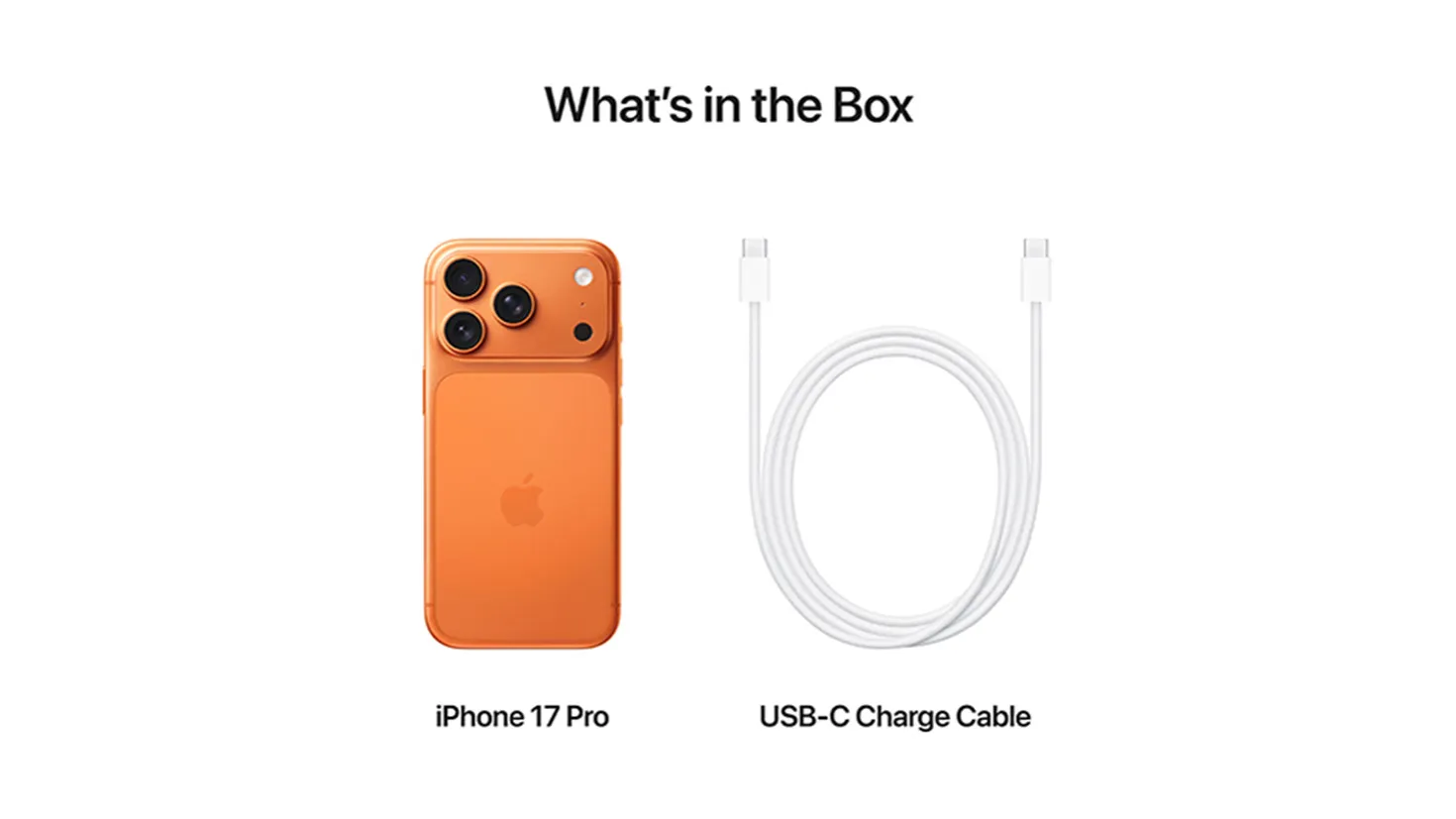What's in the Box. iPhone 17 Pro and USB-C Charge Cable