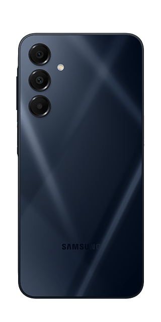 Back view of Samsung A16 in Blue