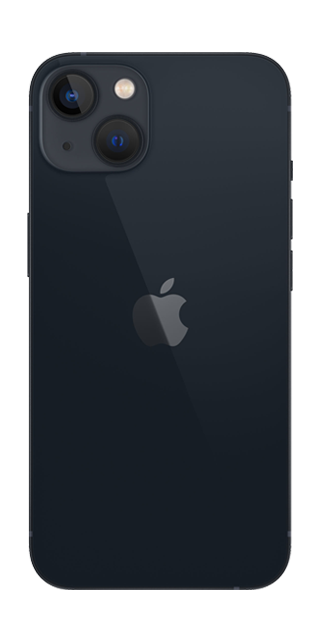 Back view of iPhone 13 in Midnight 