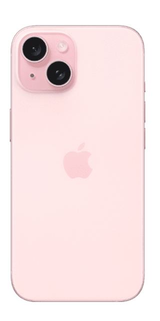 Back view of iPhone 15 in Pink