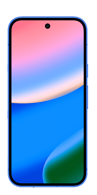 Front of Google Pixel 10 in blue
