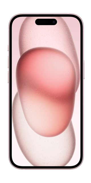 Front view of iPhone 15 in Pink