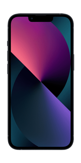 Front view of iPhone 13 in Midnight 